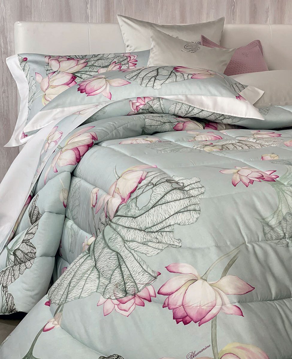 Blumarine Trapunta Matrimoniale In Raso Di Cotone Loto