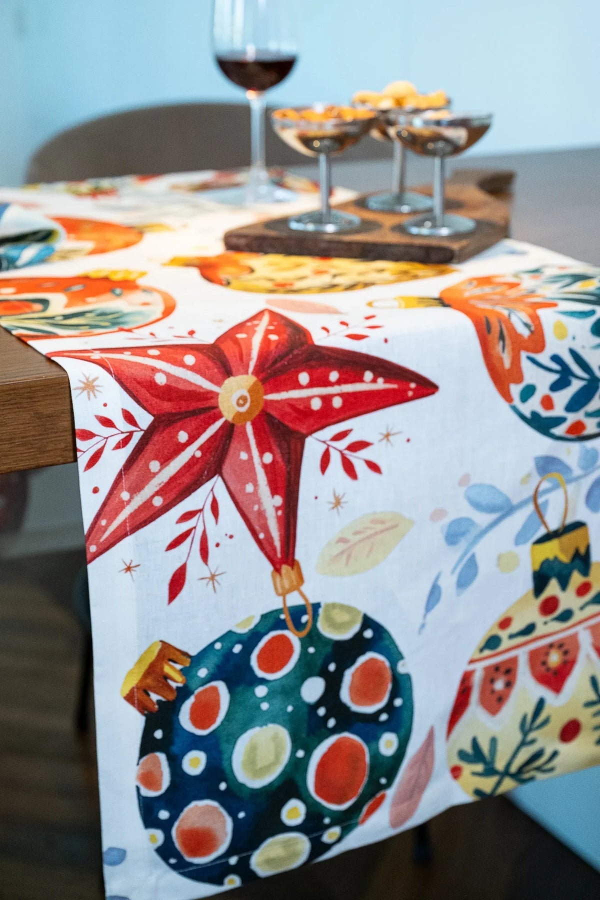Napking Tovaglia E/O Runner Natalizi In Lino Stampato Magicxmas