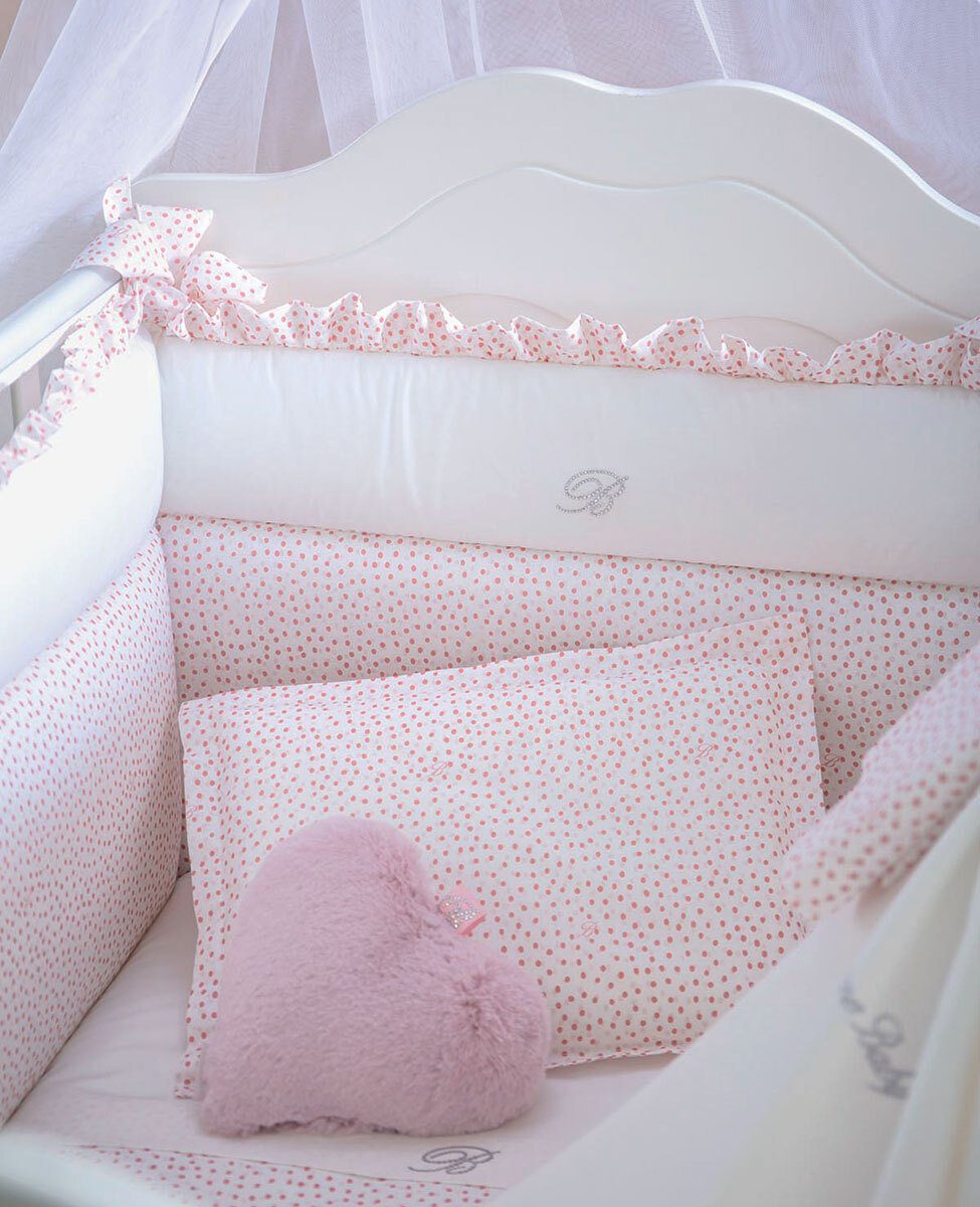 Blumarine Baby Completo Copripiumino Lettino Con Paracolpi In Percalle Di Cotone Malu'