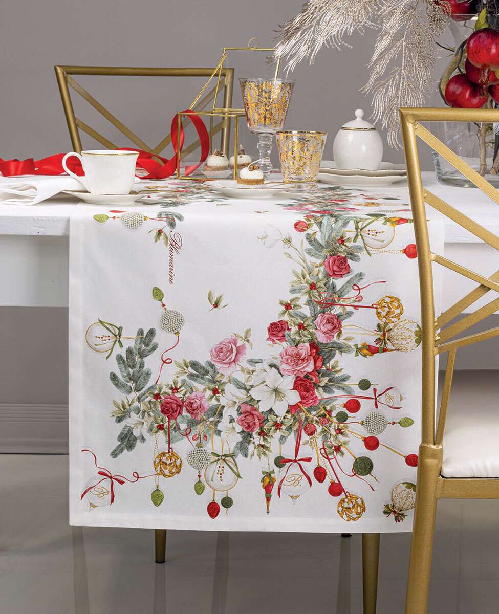 Blumarine Runner Natalizio In Panama Di Cotone Merry Decor
