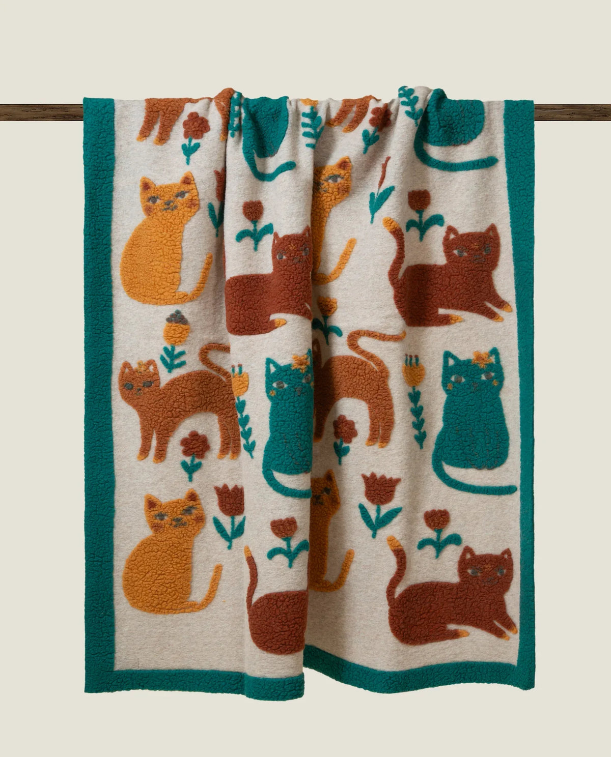 Frati Home Coperta Plaid In Lana Cotta Miao Beauty Panna