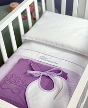 Blumarine Baby Set 4 Pz Copripiumino Culla In Cotone Navy