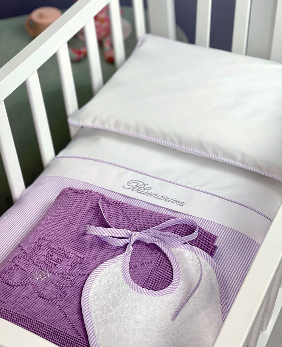 Blumarine Baby Set 4 Pz Copripiumino Culla In Cotone Navy