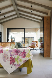 Maison Sucree' Tovaglia E/O Runner In Tessuto Antimacchia Stampato Orchidea