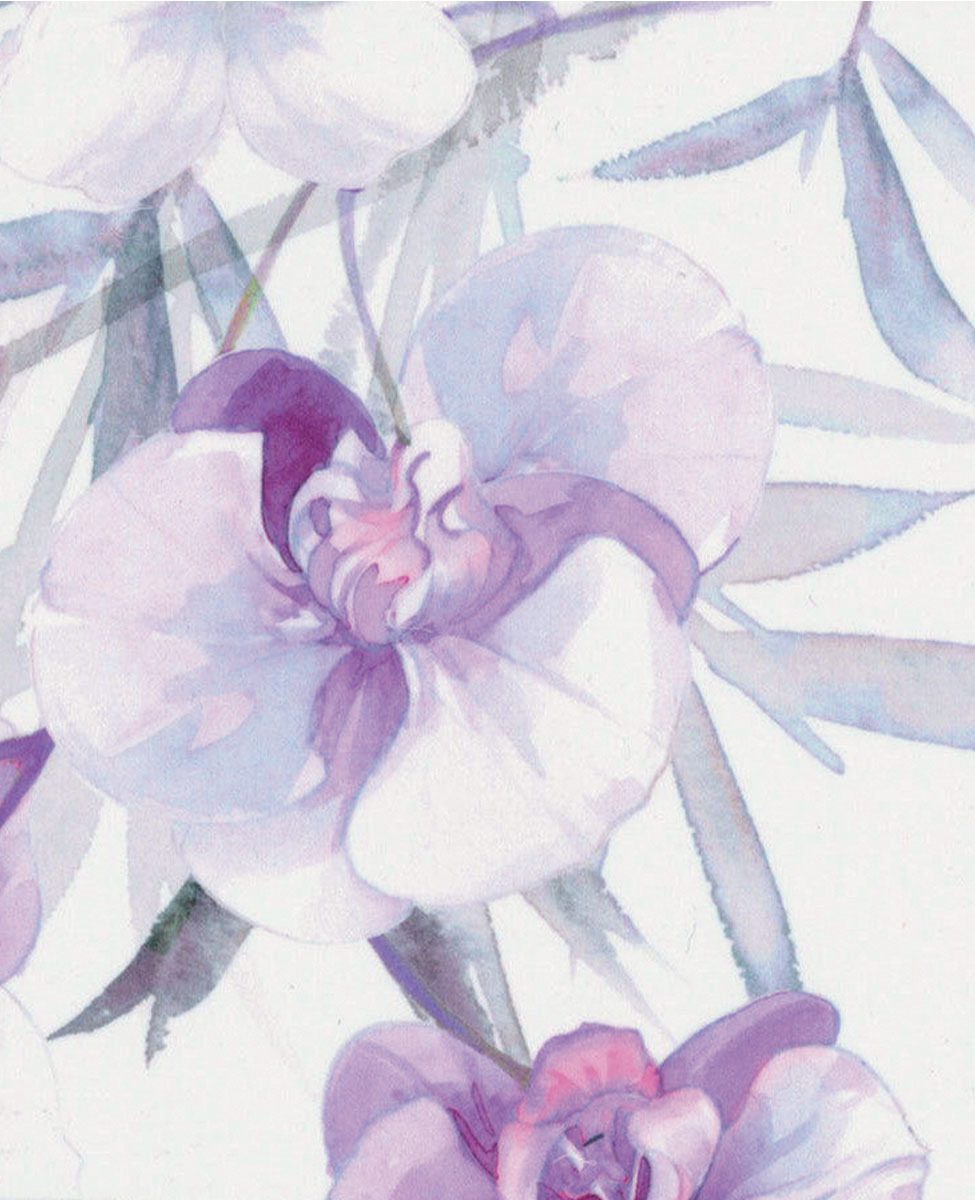 Blumarine Completo Copripiumino Matrimoniale In Raso Di Cotone Orchidea
