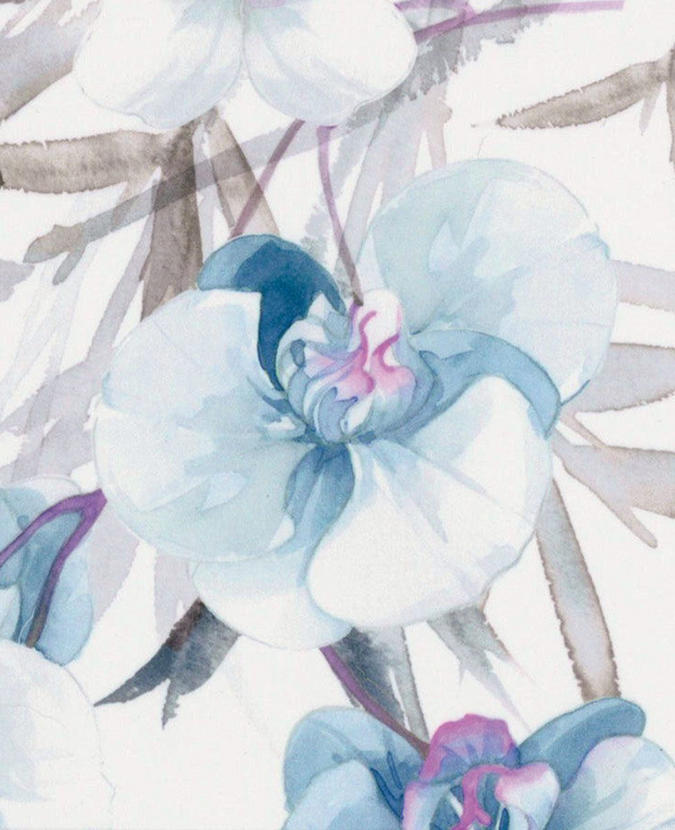 Blumarine Completo Copripiumino Matrimoniale In Raso Di Cotone Orchidea
