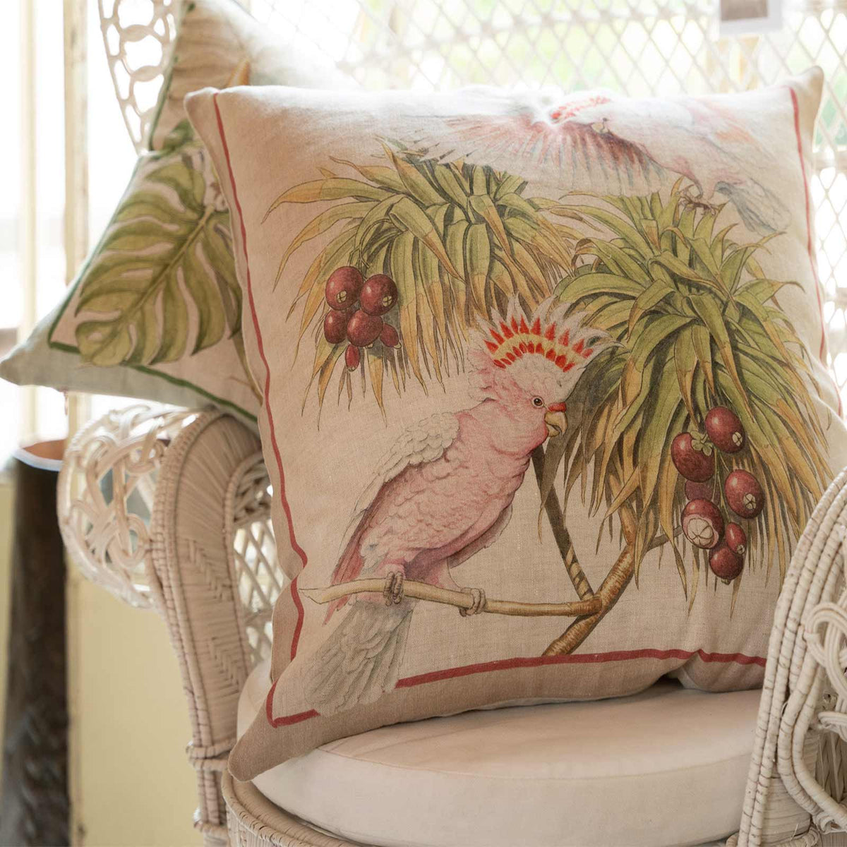 TESSITURA TOSCANA TELERIE CUSCINI DECORATIVI LINO PARROT