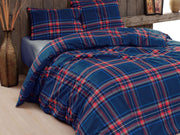 Daunex Parure Copripiumino In Cotone Stampato Tartan Blu