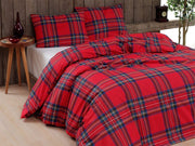 Daunex Parure Copripiumino In Cotone Stampato Tartan Rosso