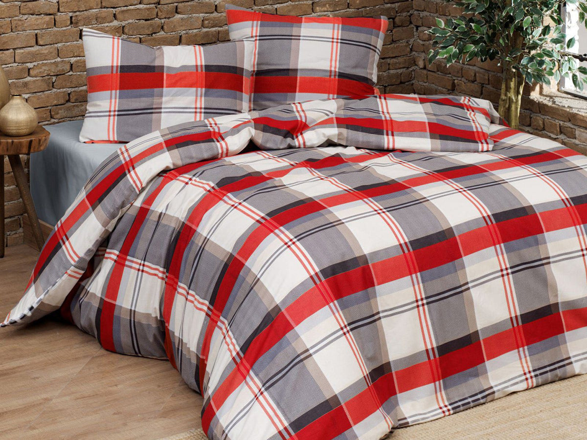 Daunex Parure Copripiumino In Cotone Stampato Dublino Rosso