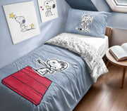 Peanuts Parure Copripiumino Singolo In Puro Cotone Snoopy Stickers