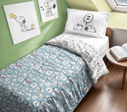 Peanuts Parure Copripiumino Singolo In Puro Cotone Snoopy Zzz