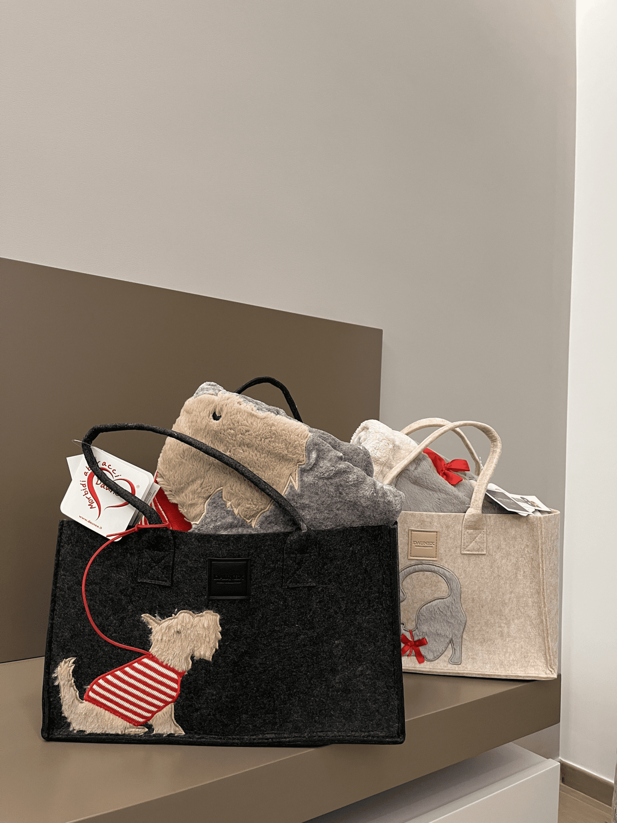 Daunex Plaid Morbidotto In Borsa Feltro Con Applicazione Puppy