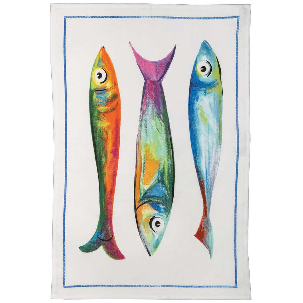 Tessitura Toscana Telerie Strofinaccio In Lino Poisson Bleu