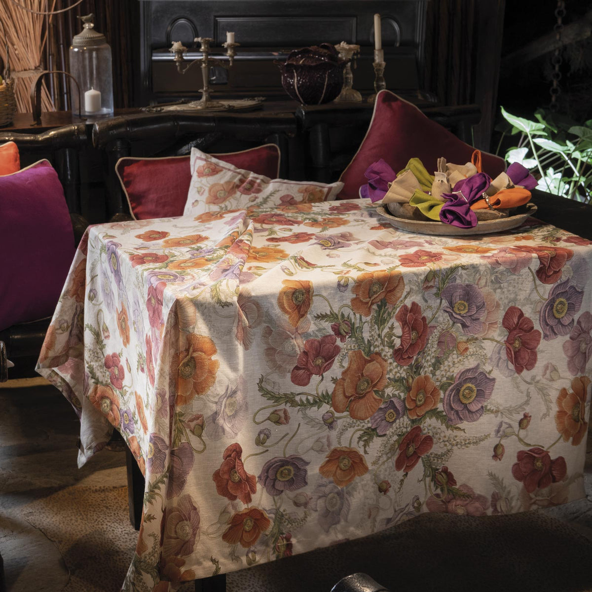 Tessitura Toscana Telerie Tovaglia E/O Runner In Lino Poppy