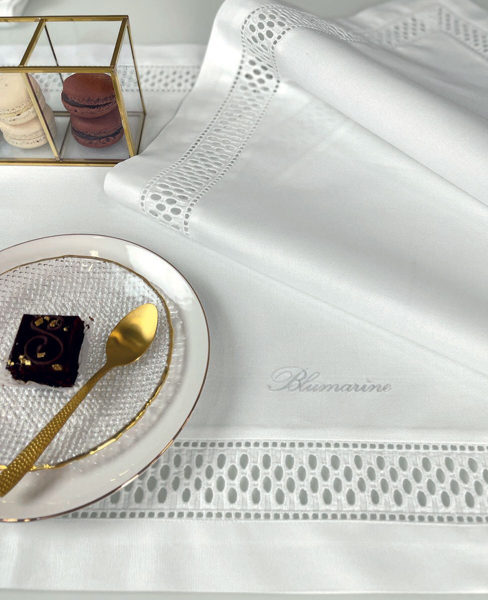 Blumarine Tovaglia In Misto Cotone Porcellana