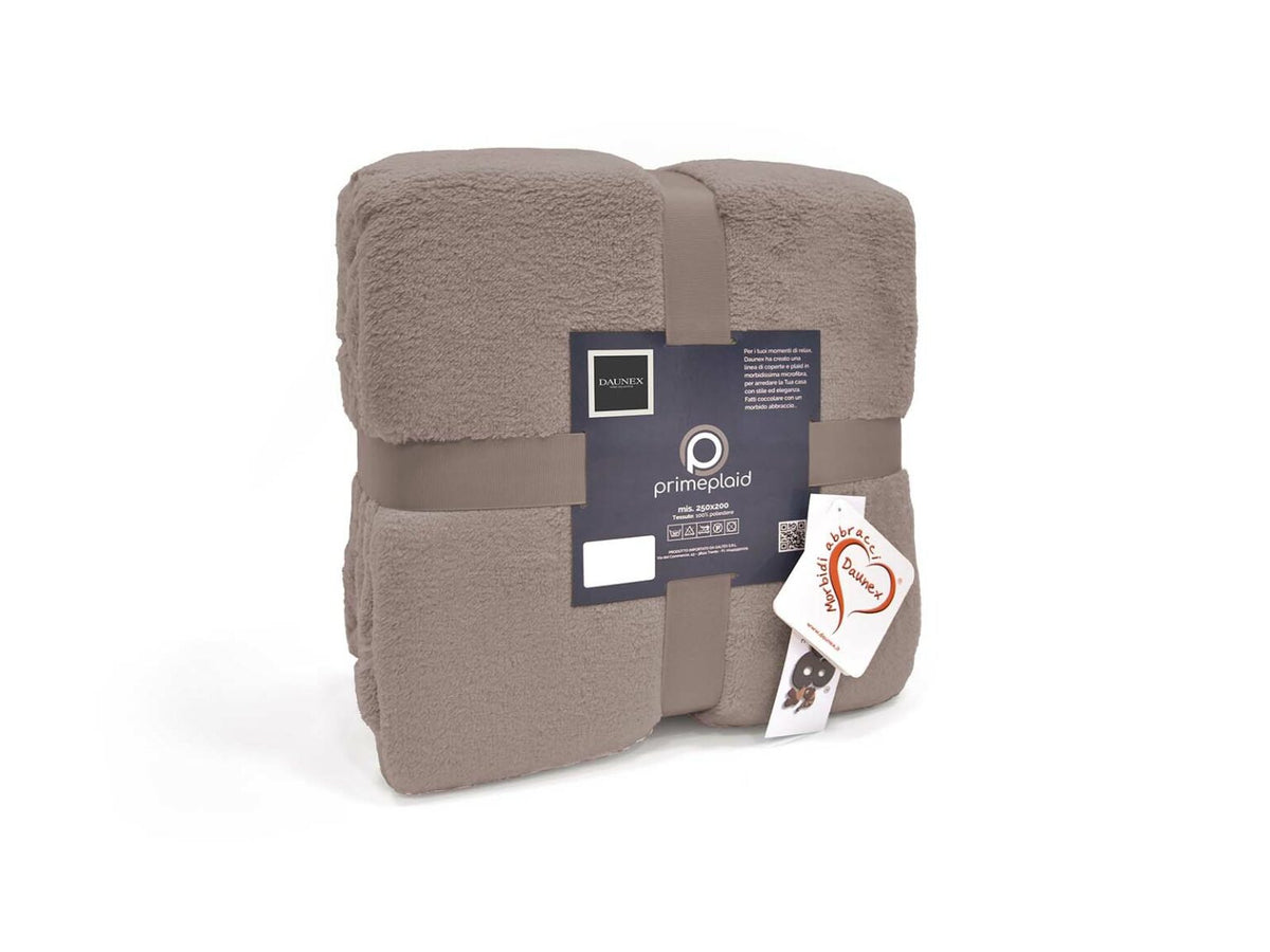 Daunex Plaid E Coperta In Morbido Pile Prime Tortora