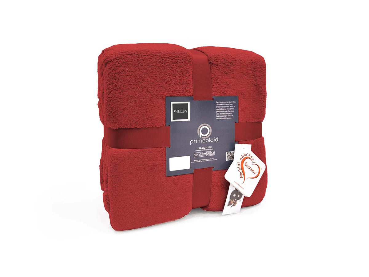 Daunex Plaid E Coperta In Morbido Pile Prime Rosso