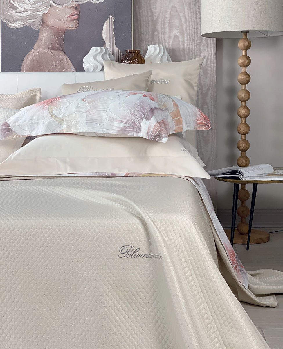 Blumarine Copriletto Liscio Matrimoniale In Pique' Jacquard Primizia