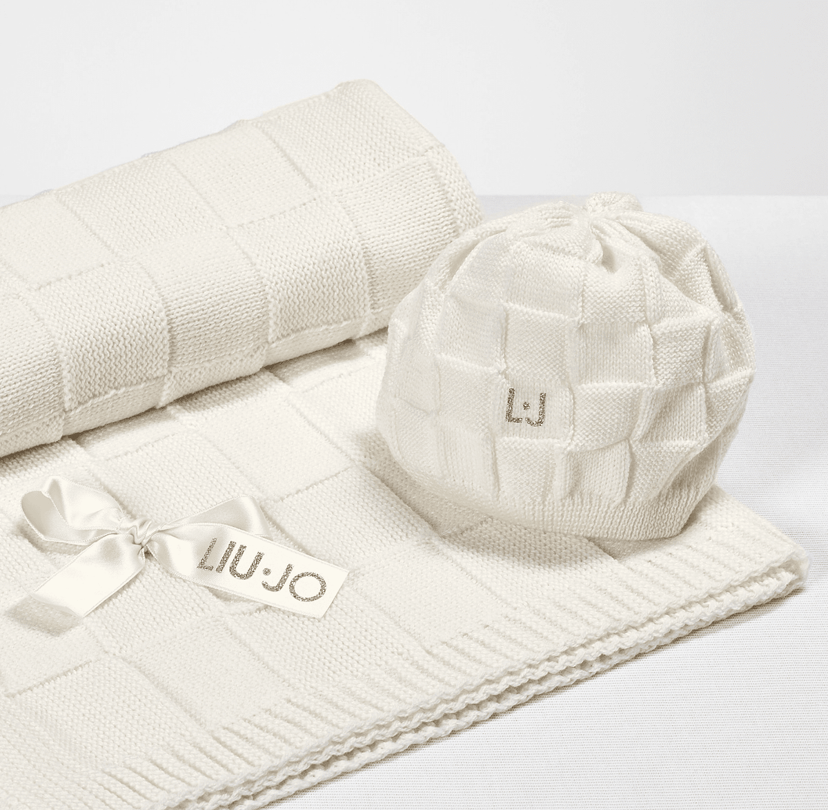 Liu Jo Baby Copertina Culla/Carrozzina in cotone Quadrati