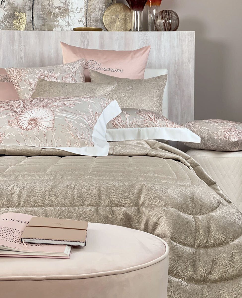 Blumarine Copriletto Trapuntato Matrimoniale In Tessuto Jacquard Sfumatura