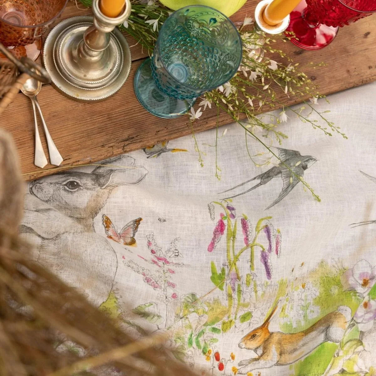Tessitura Toscana Telerie Tovaglia E/O Runner Di Pasqua In Puro Lino Stampato Remi'