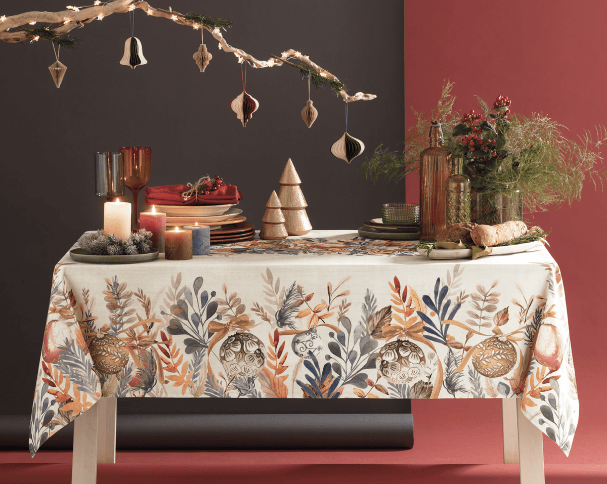 Riviera Tovaglia Natalizia E/O Runner In Cotone Con Trattamento Idrorepellente Holly