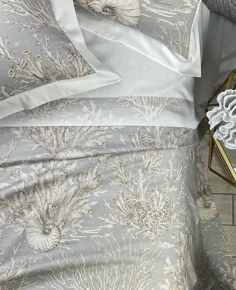Blumarine Completo Lenzuola Matrimoniale Modello Copriletto In Raso Di Cotone Sailor