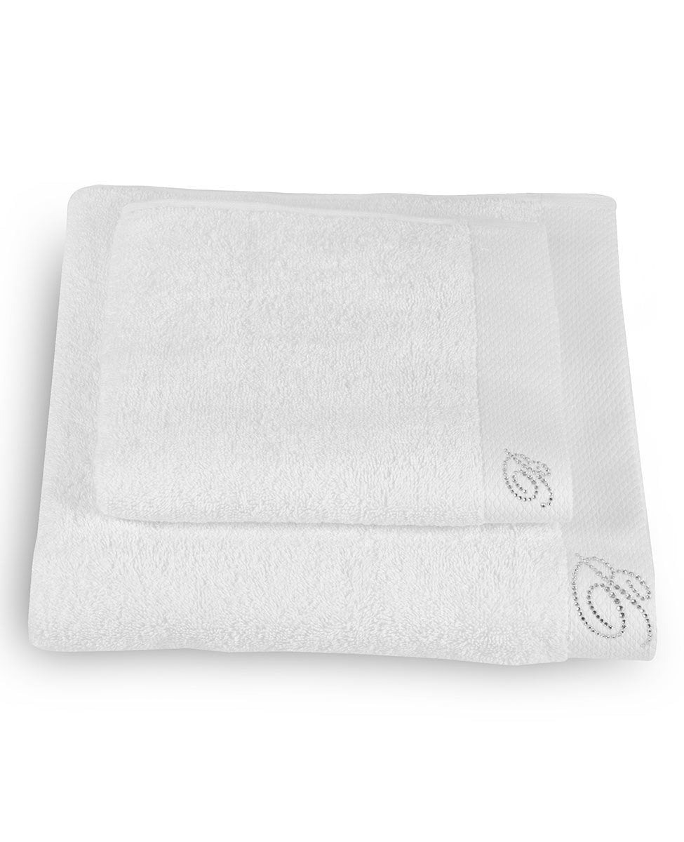 Blumarine Set asciugamani 1+1 in spugna di cotone con logo strass Benessere