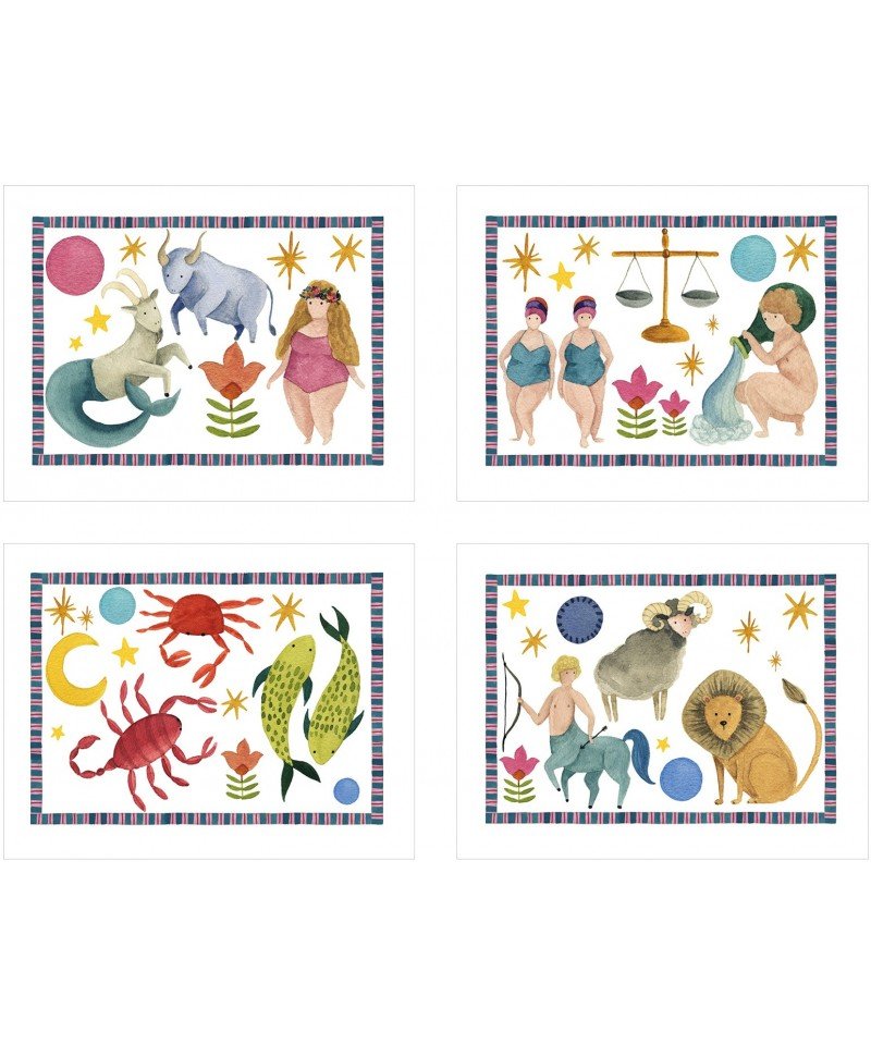 Napking Set 4 Americane In Raso Di Cotone Antimacchia Zodiac