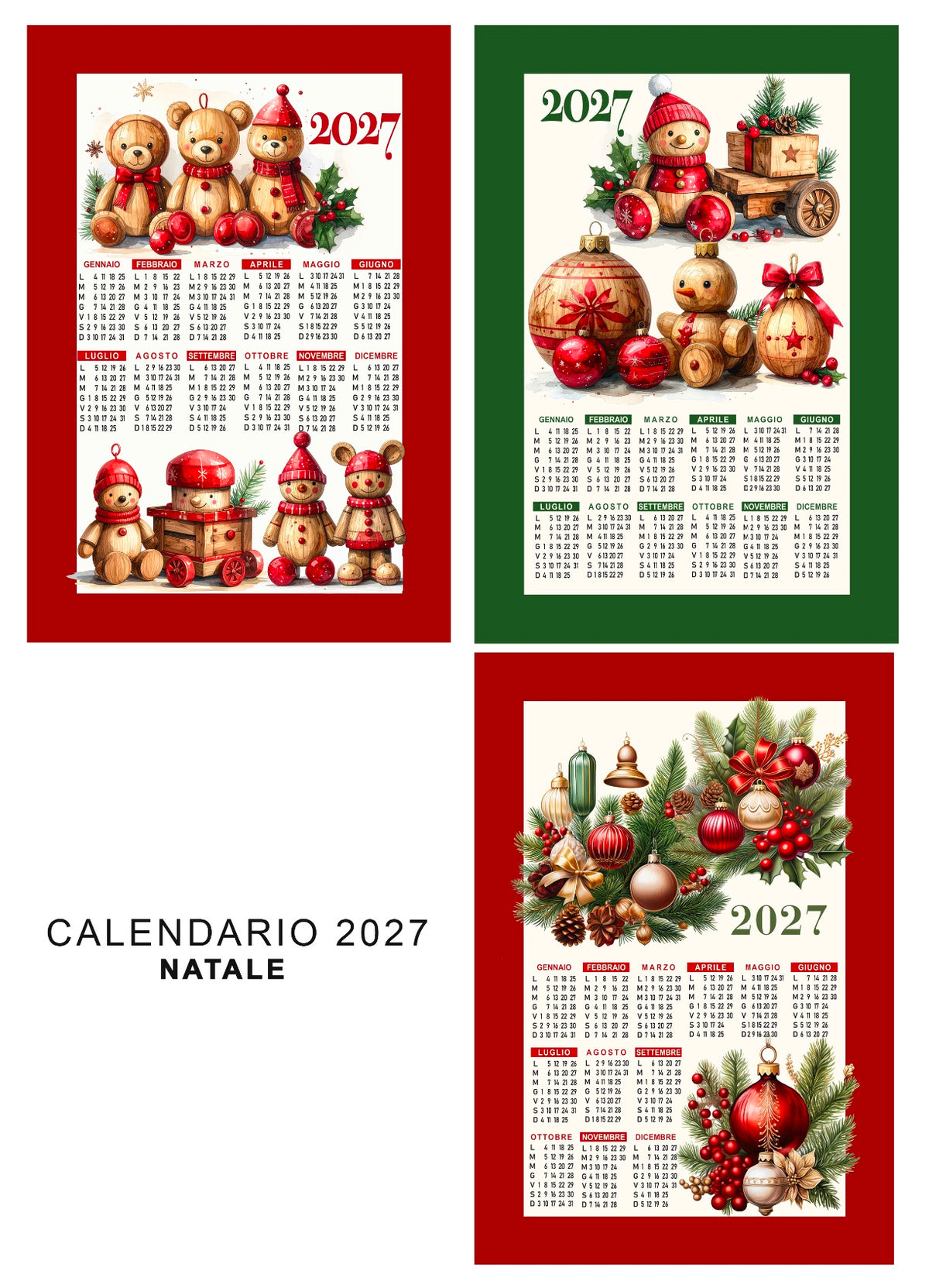 Tag House Set 3 Strofinacci Calendario 2027 Natale