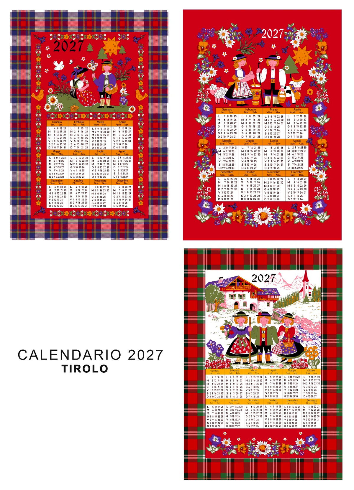 Tag House Set 3 Strofinacci Calendario 2027 Tirolo