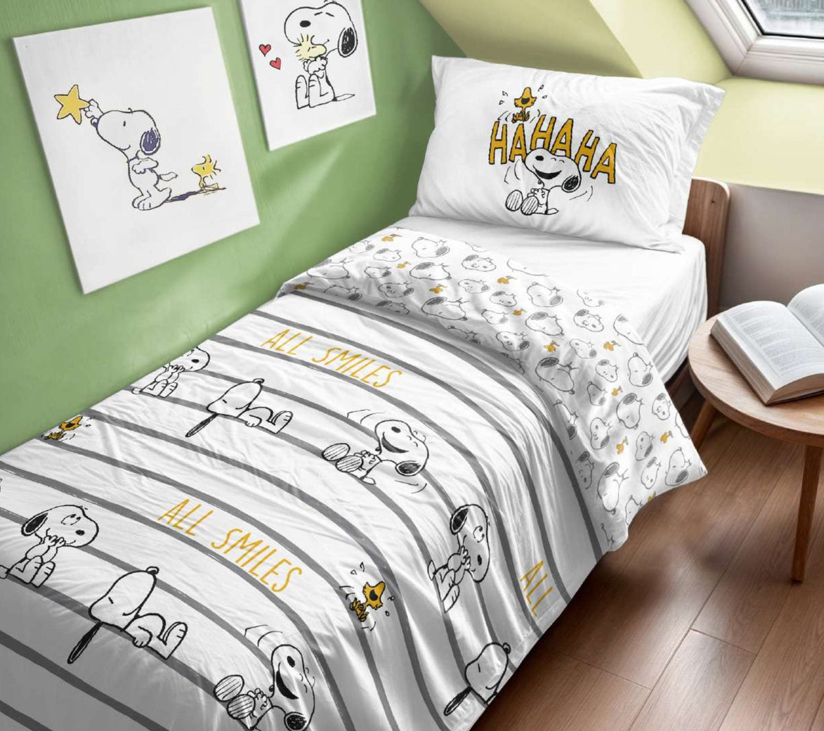 Peanuts Parure Copripiumino Singolo In Puro Cotone Snoopy Lol