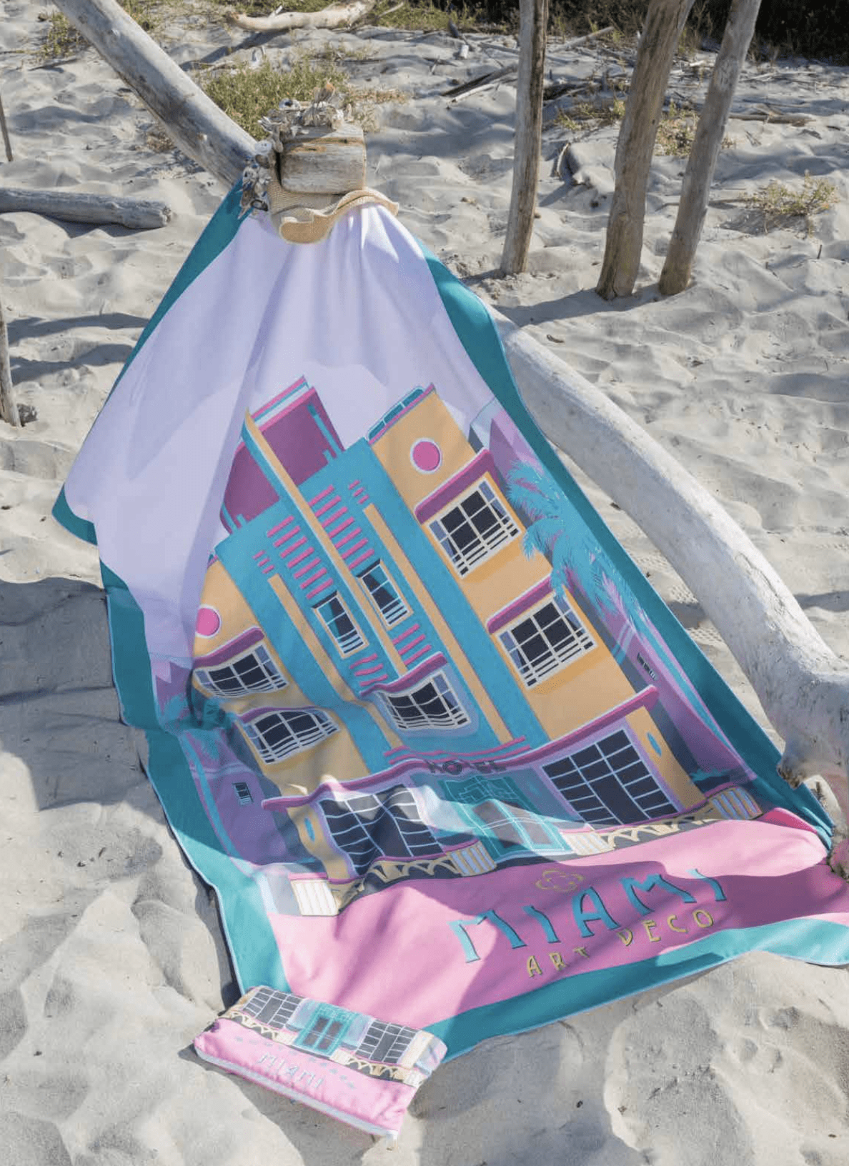 Svad Dondi Telo mare in microfibra stampata con pochette South Beach