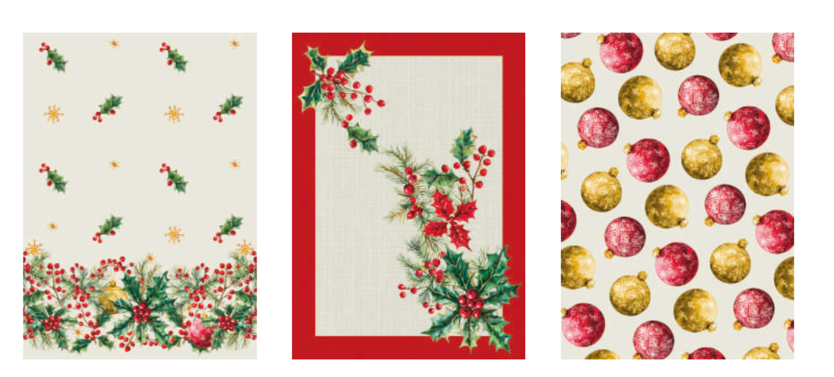 Riviera Set 3 Canovacci Natalizi In Cotone Stampato Star Light