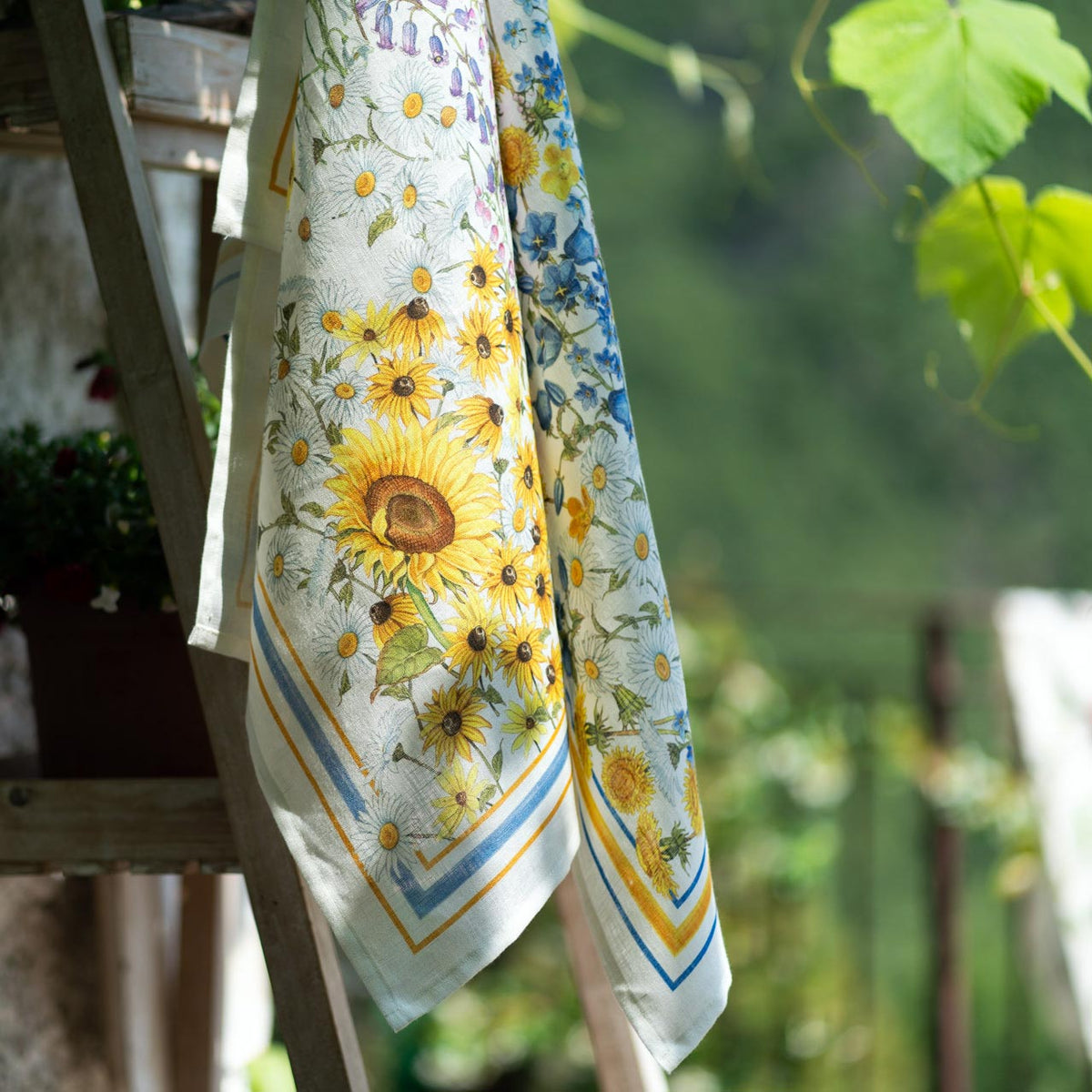 Tessitura Toscana Telerie Strofinaccio In Puro Lino Stampato Sungarden
