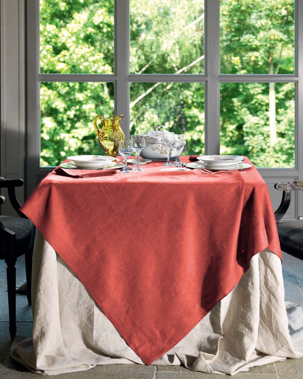 Tessitura Toscana Telerie Servizio Da Tavola In Lino 170X170 Cm Con Tovaglioli Tiziano