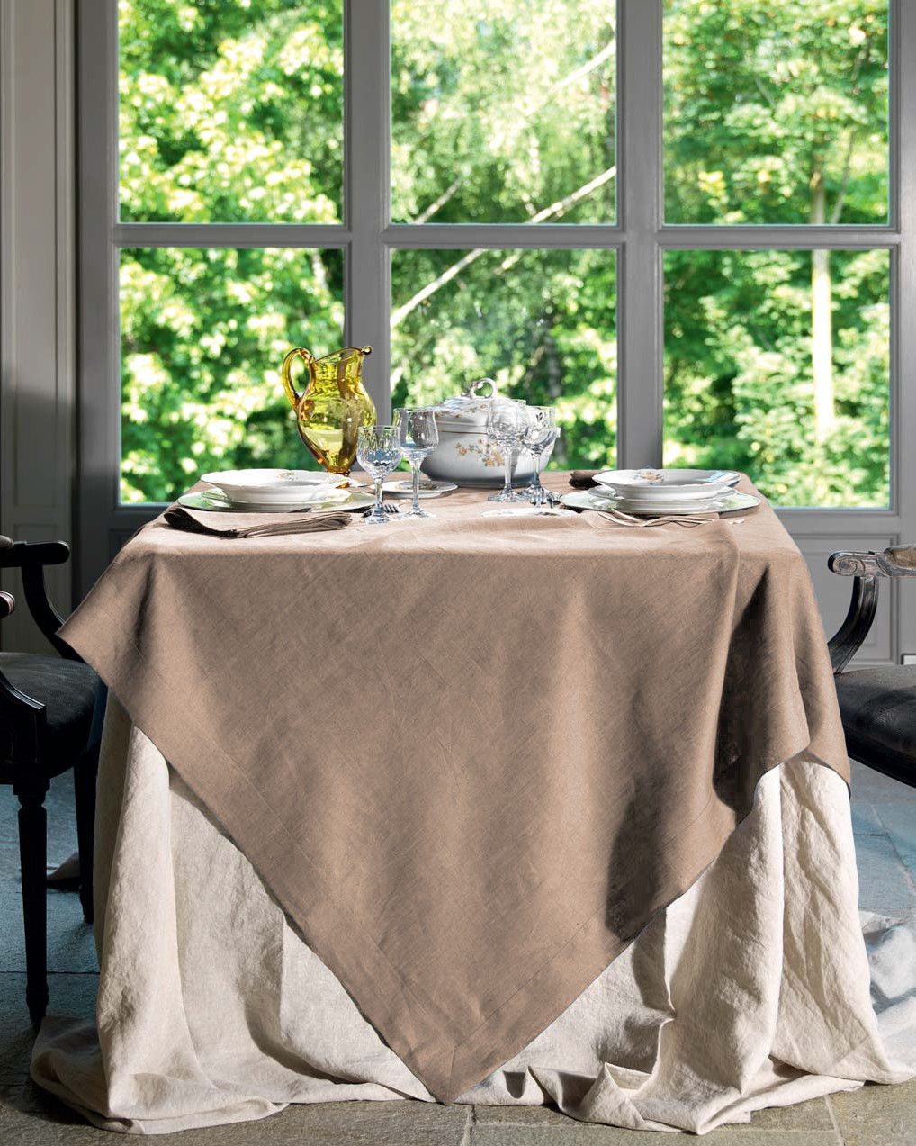 Tessitura Toscana Telerie Servizio Da Tavola In Lino 170X170 Cm Con Tovaglioli Tiziano