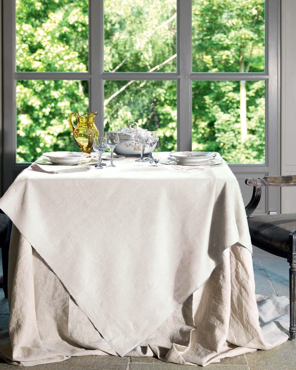 Tessitura Toscana Telerie Servizio Da Tavola In Lino 170X170 Cm Con Tovaglioli Tiziano