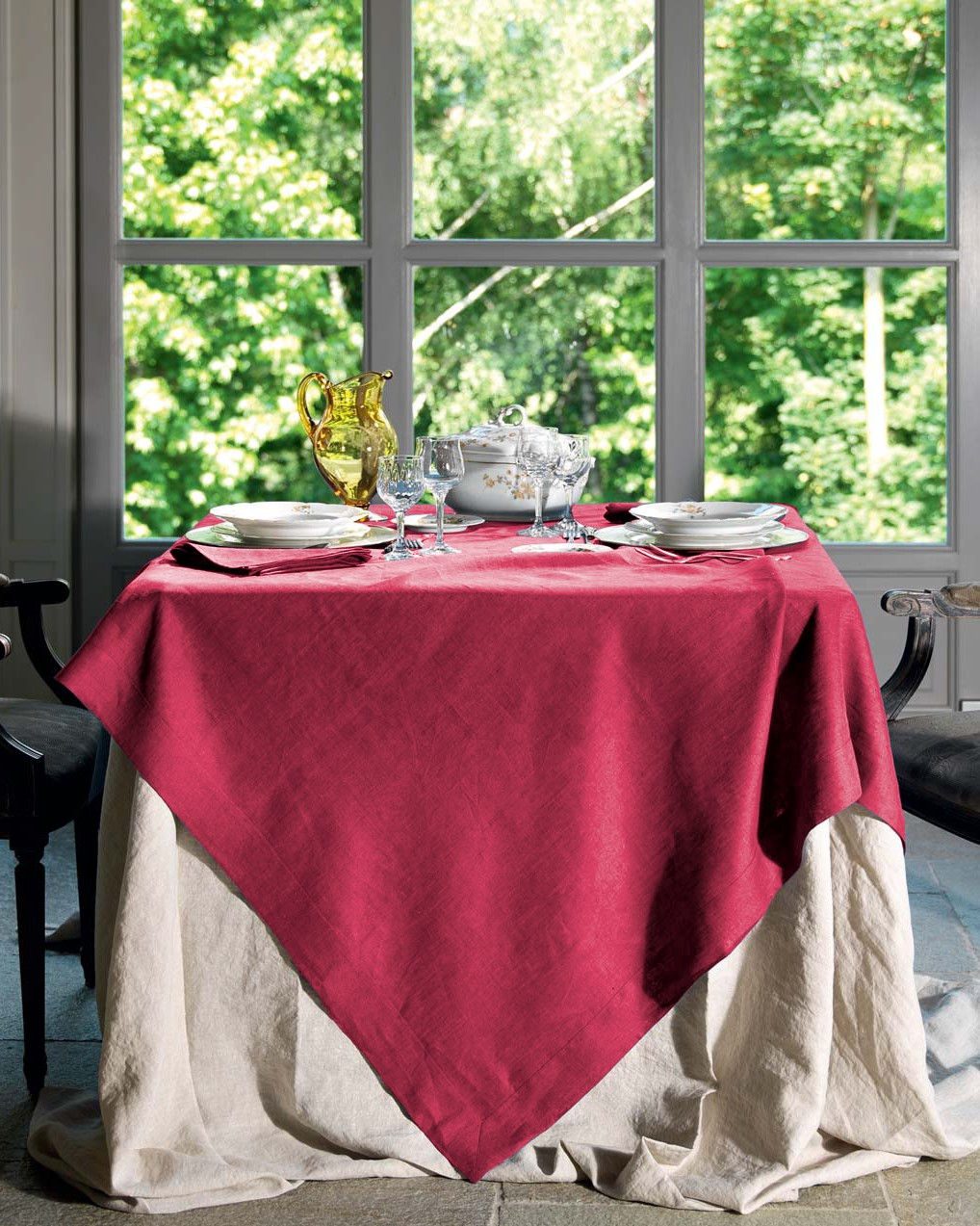 Tessitura Toscana Telerie Servizio Da Tavola In Lino 170X170 Cm Con Tovaglioli Tiziano