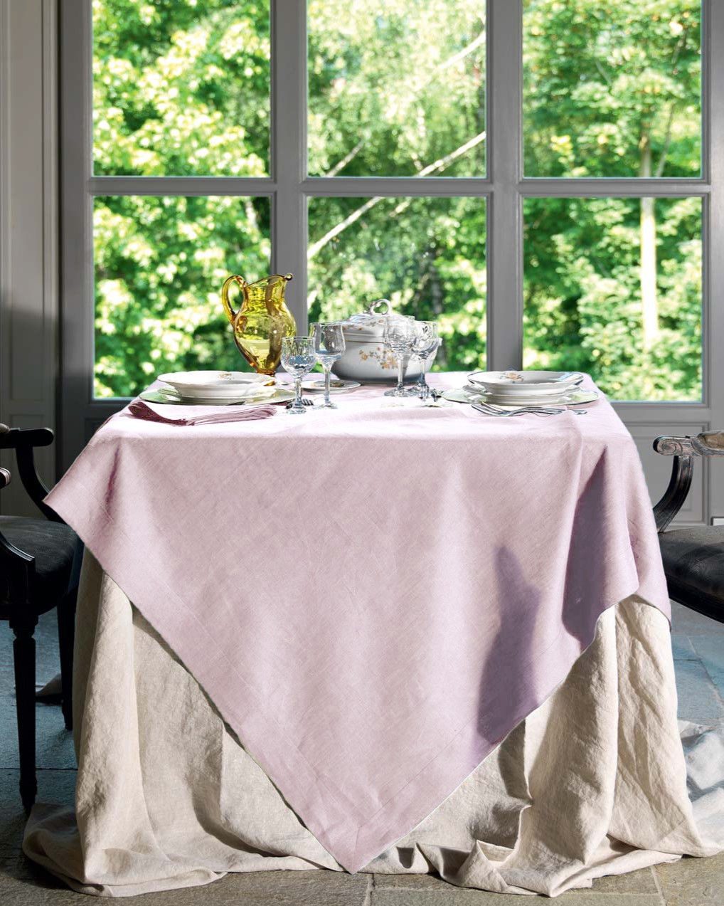 Tessitura Toscana Telerie Servizio Da Tavola In Lino 170X170 Cm Con Tovaglioli Tiziano