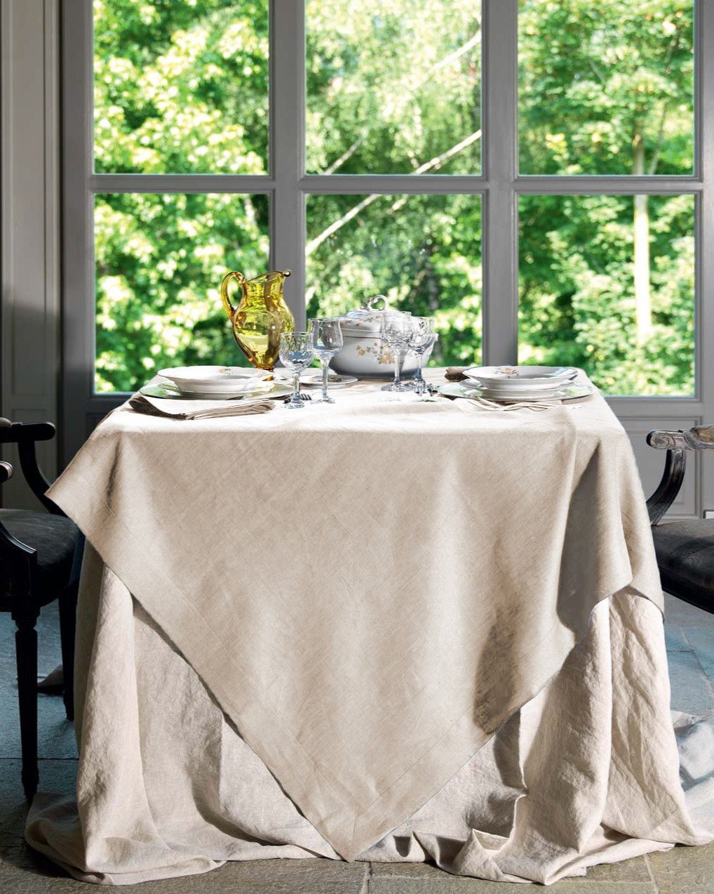 Tessitura Toscana Telerie Servizio Da Tavola In Lino 170X170 Cm Con Tovaglioli Tiziano