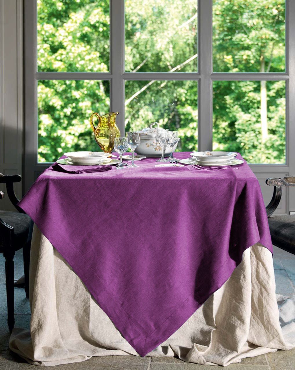 Tessitura Toscana Telerie Servizio Da Tavola In Lino 170X170 Cm Con Tovaglioli Tiziano