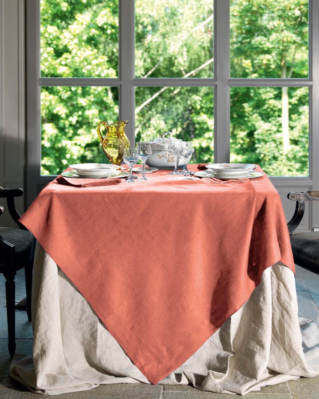 Tessitura Toscana Telerie Servizio Da Tavola In Lino 170X170 Cm Con Tovaglioli Tiziano