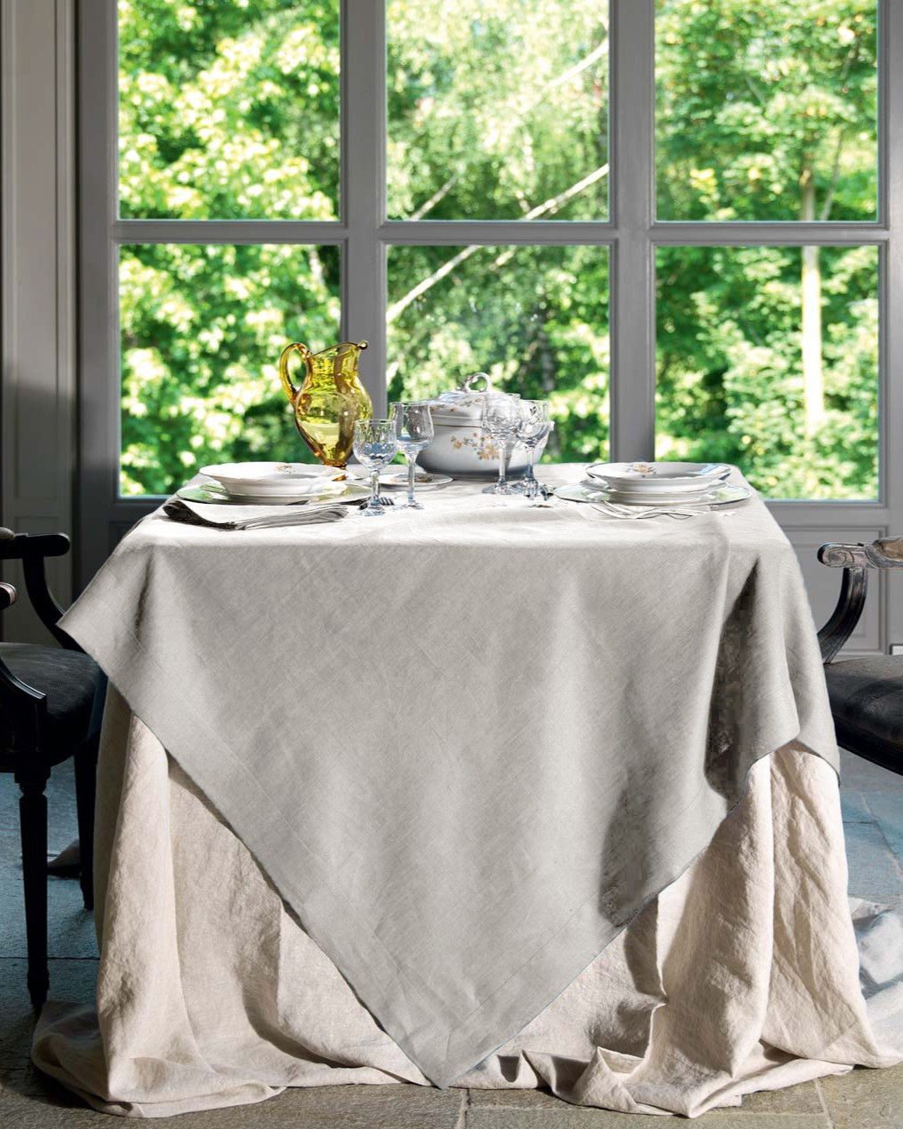 Tessitura Toscana Telerie Servizio Da Tavola In Lino 170X170 Cm Con Tovaglioli Tiziano