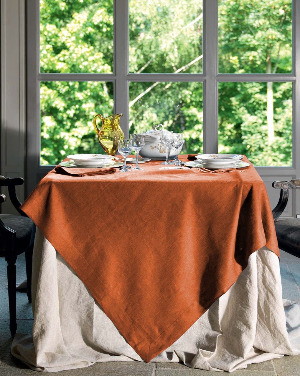 Tessitura Toscana Telerie Servizio Da Tavola In Lino 170X170 Cm Con Tovaglioli Tiziano