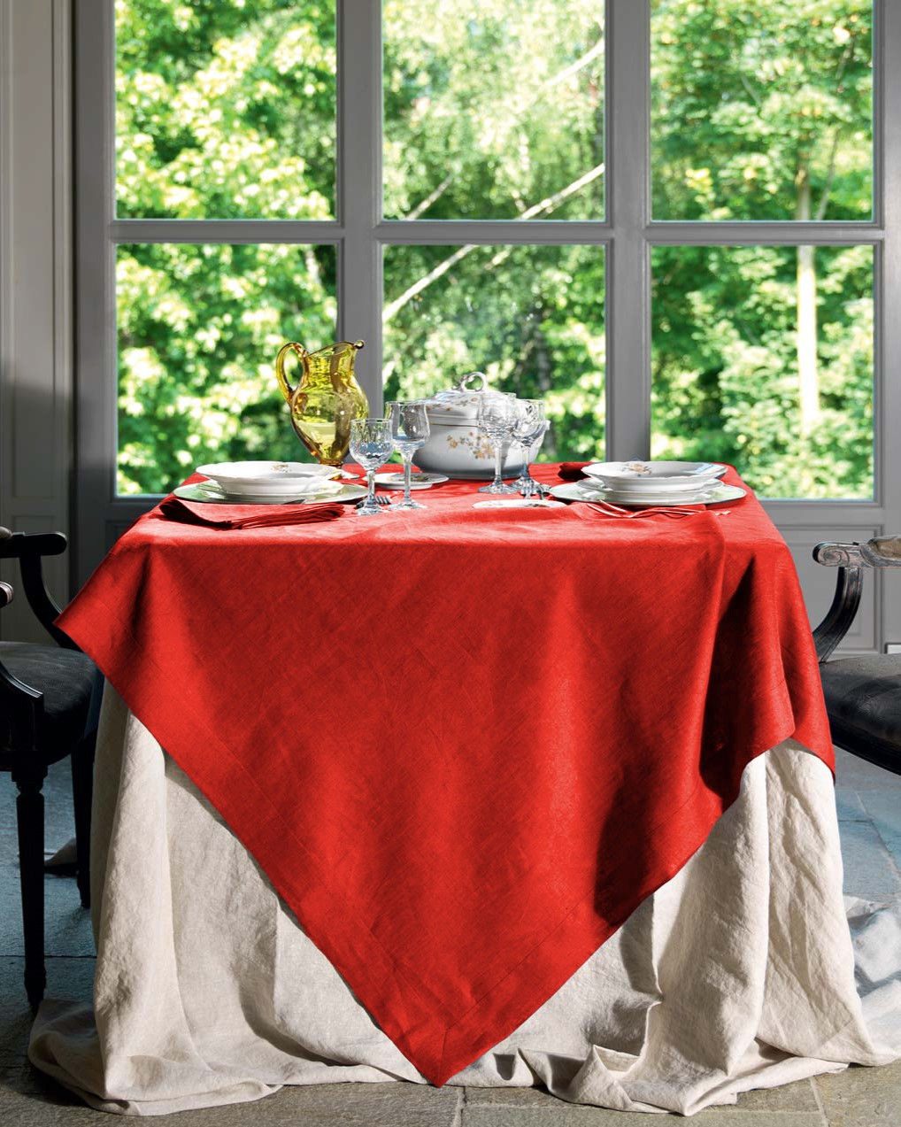 Tessitura Toscana Telerie Servizio Da Tavola In Lino 170X170 Cm Con Tovaglioli Tiziano