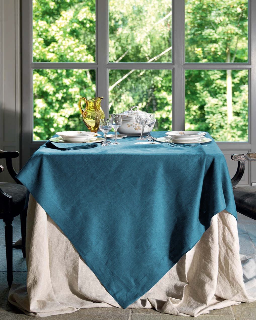Tessitura Toscana Telerie Servizio Da Tavola In Lino 170X170 Cm Con Tovaglioli Tiziano