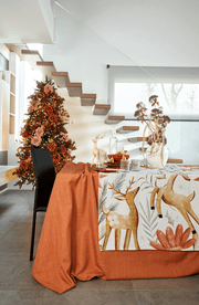 Maison Sucree' Natale Tovaglia E/O Runner In Misto Lino Stampato Danza
