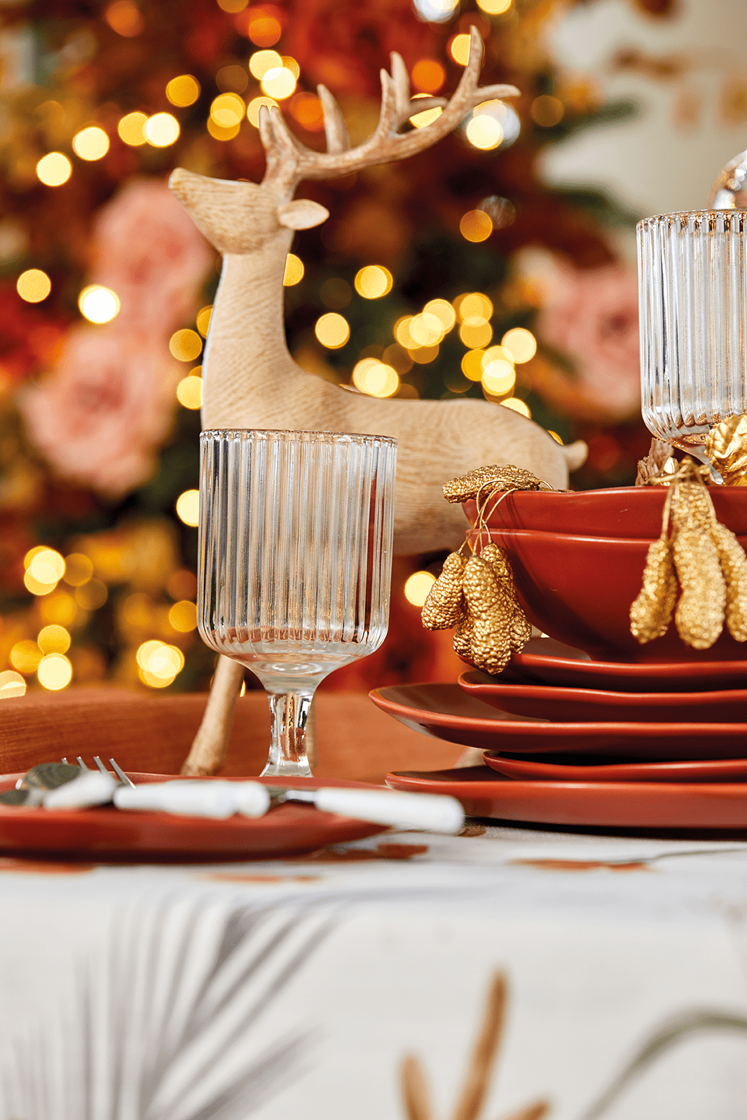 Maison Sucree' Natale Tovaglia E/O Runner In Misto Lino Stampato Danza
